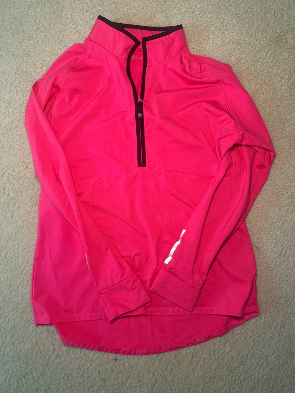 Actra Hot Pink Quarter-Zip Performance Top with Black Trim